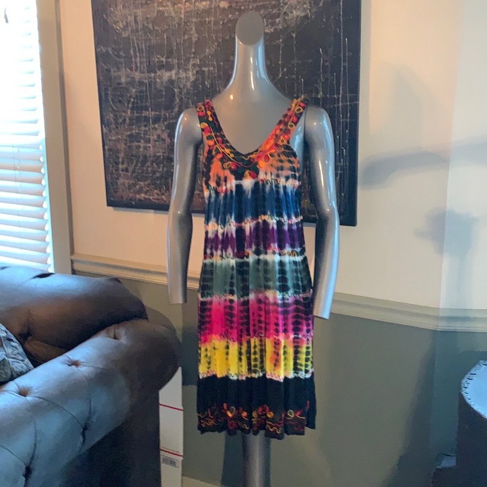NWT Shoreline Tie Dye Embroidered Cover Up Dress